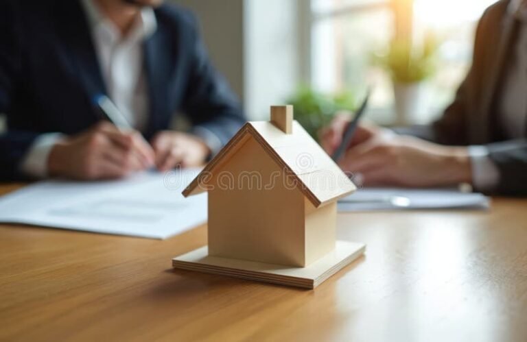 agent immobilier expliquant contrat a client