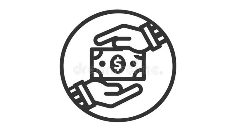 deux mains echangeant de largent symbolique