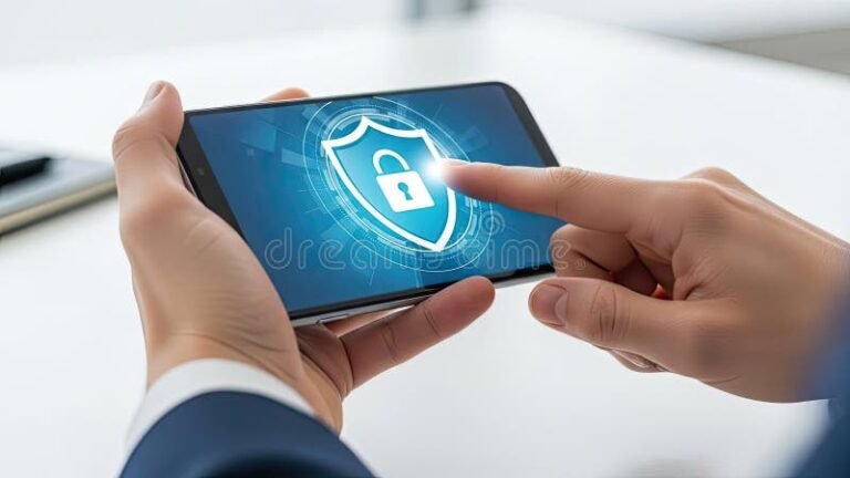 main securisant un smartphone avec cadenas numerique