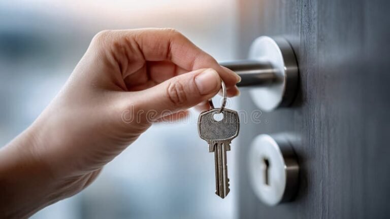 Que Faire En Cas De Perte De Clé Locataire Pour Changement De Serrure 15 main tenant une cle devant une serrure