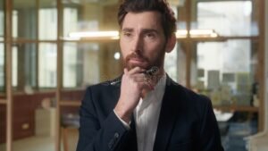 personne reflechissant avec contrats dassurance autour