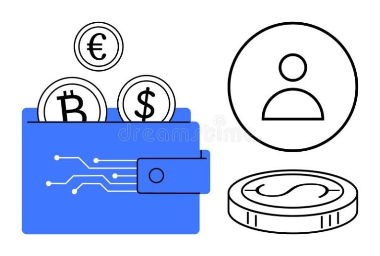 portefeuilles numeriques avec symboles de crypto monnaies