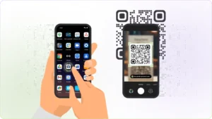 smartphone samsung affichant un qr code lumineux