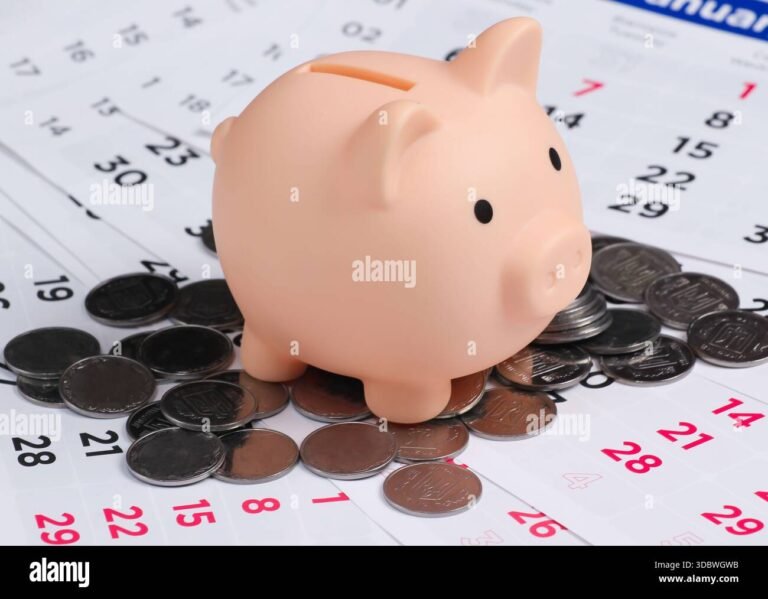tirelire avec pieces et calendrier mensuel