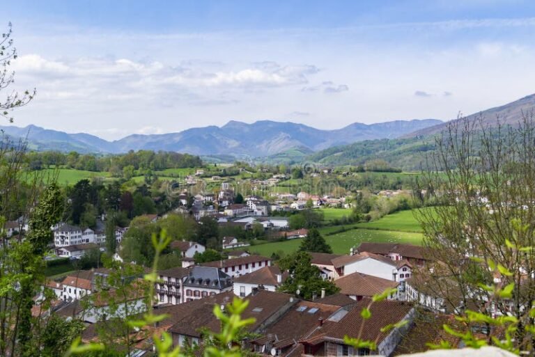 vue panoramique coloree de saint jean pied de port